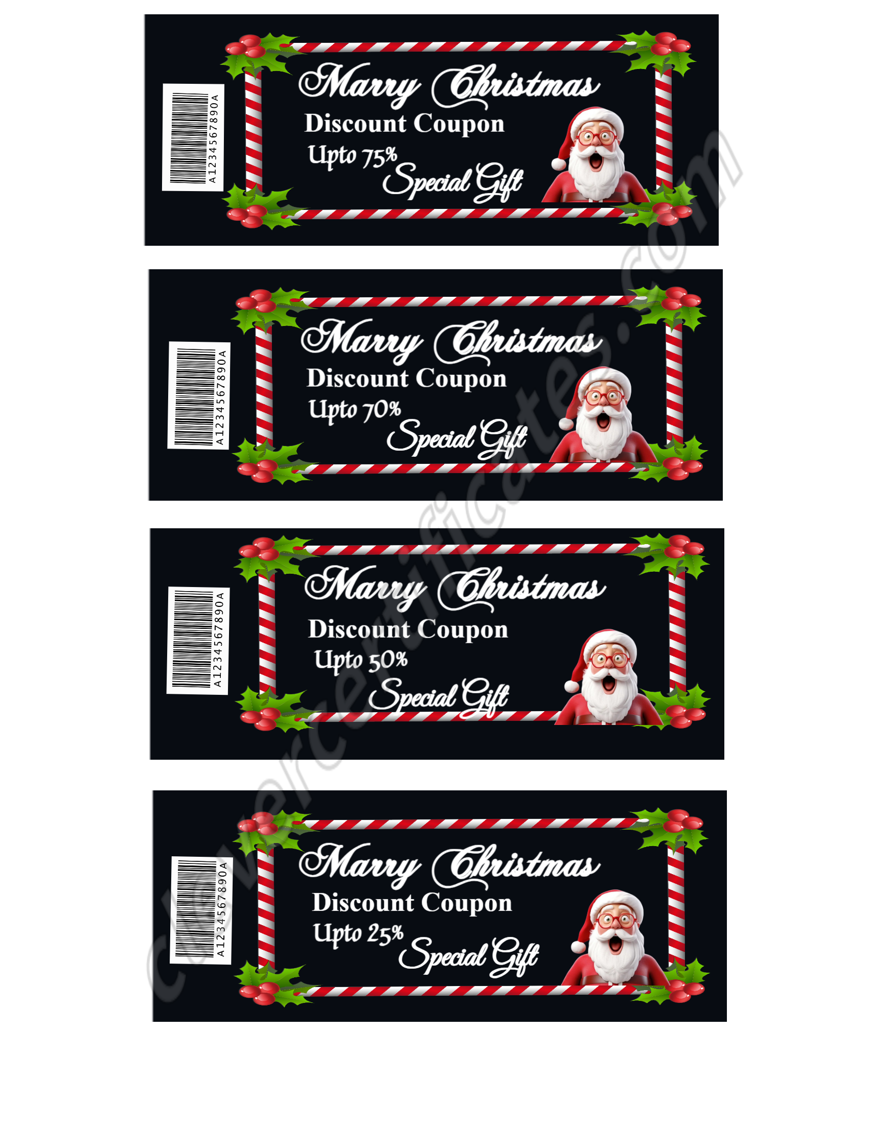 Editable Simple Christmas Coupon Customizable Tickets and Coupons